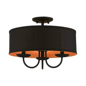 45129-04 Livex Lighting 45129 Winchester 3 Light 16 Inch W Semi-flush Drum - Black