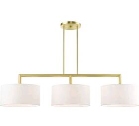 45493-12 Livex Lighting Light Fixture Meridian 3 Linear Chandelier 51 Inch Satin Brass