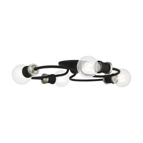 46384-04 Livex Lighting 46384 Bromley 4 Light 16 Inch W Flush Mount Ceiling - Black / Brushed