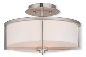51073-91 Livex Lighting 51073 Nickel Wesley 2-light Semi Flush Ceiling Fixture