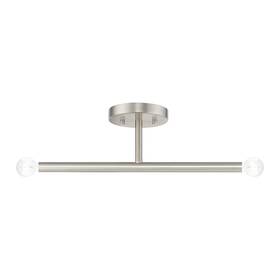 51179-91 Livex Lighting 51179 Copenhagen 2 Light 17 Inch W Semi-flush Ceiling - Nickel