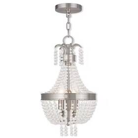 51853-91 Livex Lighting Valentina 3 Light Brushed Nickel Pendant