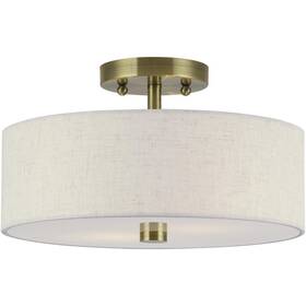 52134-01 Livex Lighting Monroe Semi-flush Mount Antique Brass
