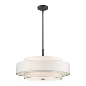 52138-91 Livex Lighting Fabric Shade Meridian 5 Light Brushed Nickel Pendant