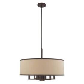 62614-07 Livex Lighting Park Ridge 7 Light Bronze Pendant Chandelier