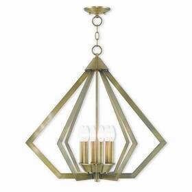 Livex Lighting 847284054936 Prism Antique Brass 6-light Indoor Chandelier Gold
