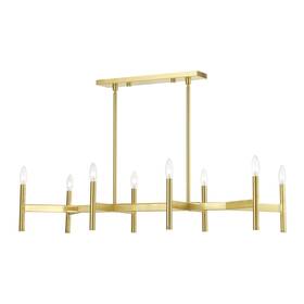 Livex Lighting 847284086074 Copenhagen Satin Brass 8-light Linear Chandelier