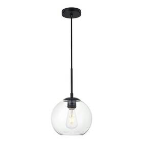 Ld2206bk Living District Baxter 1-light Metal And Glass Pendant In Black/clear