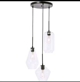 Ld2268bk Living District Gene 3 Light 17.3 Inch Black Pendant Ceiling