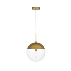 Ld6043br Living District Eclipse 1-light Metal And Glass Pendant In Brass/clear