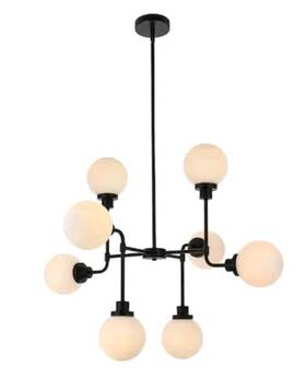 Living District Ld7038d36bk Hanson 8-light Metal Pendant In Black And Frosted Mid-century