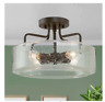 Ll2unnhl13675r2 Laluz Bronze Flush Mount With Seeded Glass Shade