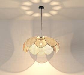 Lmlaite 793179542739 Boho Chandelier Rustic Hemp Rope Pendant Light Hand-woven Rattan Cage Basket