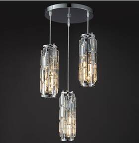 Yx02-3y Lmqnine 3-light Chrome Pendant Lighting Modern Mini Crystal Chandelier
