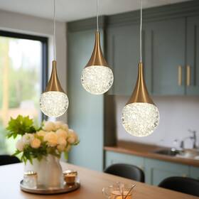 Lnc 615272593565 Modern Led Crystal 1-light Pendant Light Gold Kitchen Island