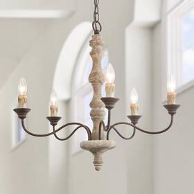 Lnc 708747334418 Modern Farmhouse 5-light Wood Chandelier French Country D 23 Inch X H 24.5