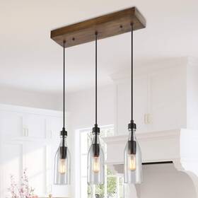 3-height Lnc 708747336702 Wooden Pendant Lights Adjustable Bottle Glass Lighting Cle