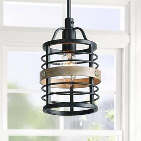 Lnc 708747338263 Farmhouse Faux-wood Pendant Lighting Rustic Mini Hanging Fixture For Kitchen