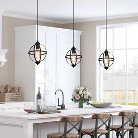 Lnc 739406504286 Modern Farmhouse Black 1-light Globe Pendant Transitional 9.4ftft L X