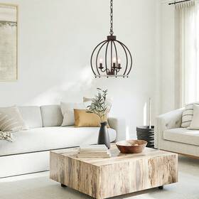 Lnc 752574988016 Modern Farmhouse 3-light Lantern Chandelier Rustic Pendant 15ftft L X W 16