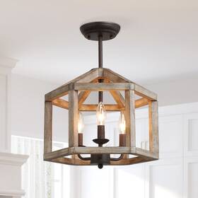 H17.5 Lnc 752574988207 Woodly Modern Farmhouse 3-light Wood Globe Lantern Semi New D14 Inch X