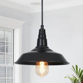Lnc 810101359194 Industrial Matte Black Metal Pendant Light 10.2 Inch W X D 7 H