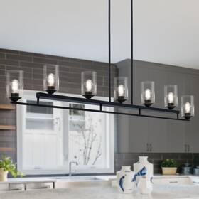 Lnc 810149263743 Modern Farmhouse 7-light Chandelier 53 In Black Island Light