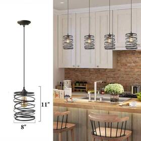 A03291 Lnc Lavie Rusty Bronze Industrial Pendant Light With Spiral Iron Lantern Cage