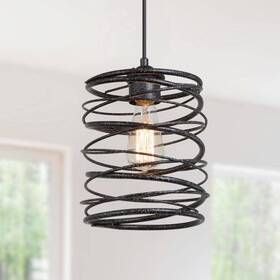 A03292 Lnc Industrial 8 Inch 1-light Distressed Vintage Silver Pendant Light Spiral Metal