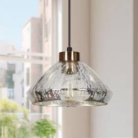 A04989p Lnc Modern 9.8 Inch 1-light Black And Plated Brass Classic Pendant
