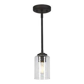 Lnc Harufaml-2orb Modern Oil Rubbed Bronze Cylinder Mini Pendant Light With Seed Glass Shade