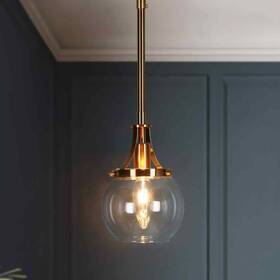 Lbjyq3u988pl8c Lnc Modern 1-light Brass Pendant Light W Clear Globe Glass Shade Led Compatible