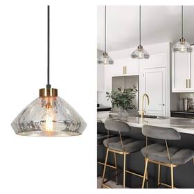 Lemabji989pr8c Lnc Modern 9.8 Inch 1-light Black And Plated Brass Classic Pendant With Textured