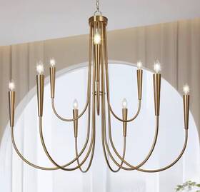 Lfnbfva5156d9c Lnc 41.3 Inch 9-light 2-tier Plated Brass Candlestick Chandelier E12 Dimmable