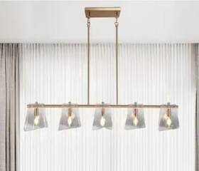 Lrfajff75c358c Lnc 41.5 Inch Afmean 5-light Plating Brass Linear Island Chandelier
