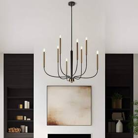 Lvvia7b525329c Lnc 37.4 Inch Modern 8-light Black With Brass Chandelier Living Room Ceiling Light