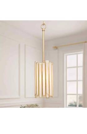 Nuuvaahd1388997 Lnc Gold 1-light Drum Pendant With Tiffany Style Glass Shade Hanging Light