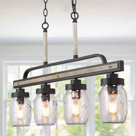 Log Barn 708747331400 Rustic Mason Jar Lights Farmhouse Chandelier Metal Finish Glass Shades