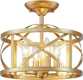 Led-dd-009 Looyd 3-light Semi Flush Mount Ceiling Light Fixture Farmhouse For Kitc