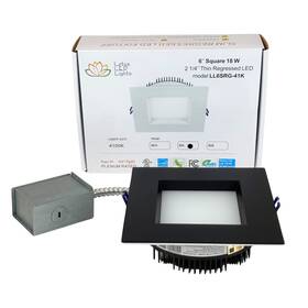 Ll6srg-41k Lotus Led Lights Ll6sr-41k 6 Inch Square 18w 2 1/4 Thin Regressed Light Ll6srg-41k- Black