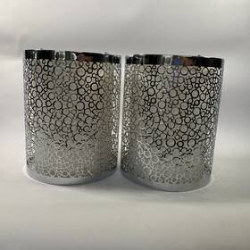 Lsn 080629300415 Style Selections Eyerly Platinum Silver Loft Pendant Light Barrel Lampshade Pair