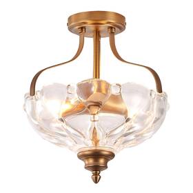 Ltilcvgd 717020217324 Vintage Semi Flush Mount Ceiling Light 2-bulb Brass Glass Close To L