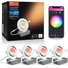 Lumary 850042935033 4 Inch Gimbal Smart Wifi Recessed Lights - 9w 810 Lumens Rgb Color Changing