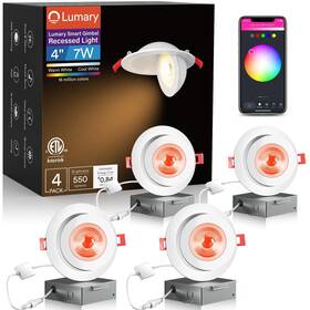 Lumary 850042935040 4 Inch Gimbal Smart Wifi Recessed Lights 7w 550lm Soffit Outdoor Led