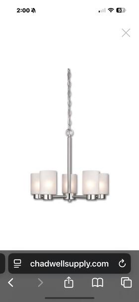 Al4095-h5 Lumera Lighting 20 Inch Dining Room Chandelier Brushed Nickel 5 Light Dimmable
