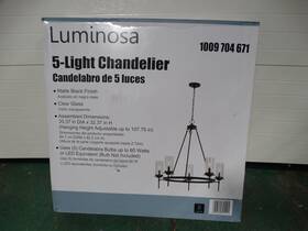 1009704671 Luminosa 33 Inch W 5-light Black Finish Clear Glass Chandelier