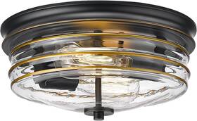 7t1f-bk Luminzone Flush Mount Ceiling Light With Clear Glass Shade 2-light Indoor Outdoor Farm