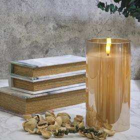 Lp-dg3115gd Lumipur Xl Premium Design Series Glass Natural Glow Flameless Led Candle 3.5