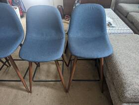 B30-pebnabu2 Lumisource Pebble Barstool Set Of 4 In Wallnut Metal/blue Fabric - Great