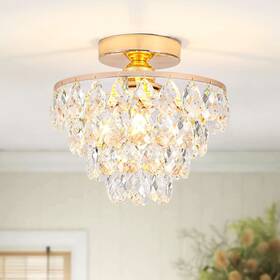 Luupyia 768492049555 Gold Crystal Chandelier Small Modern Mini Ceiling Light F